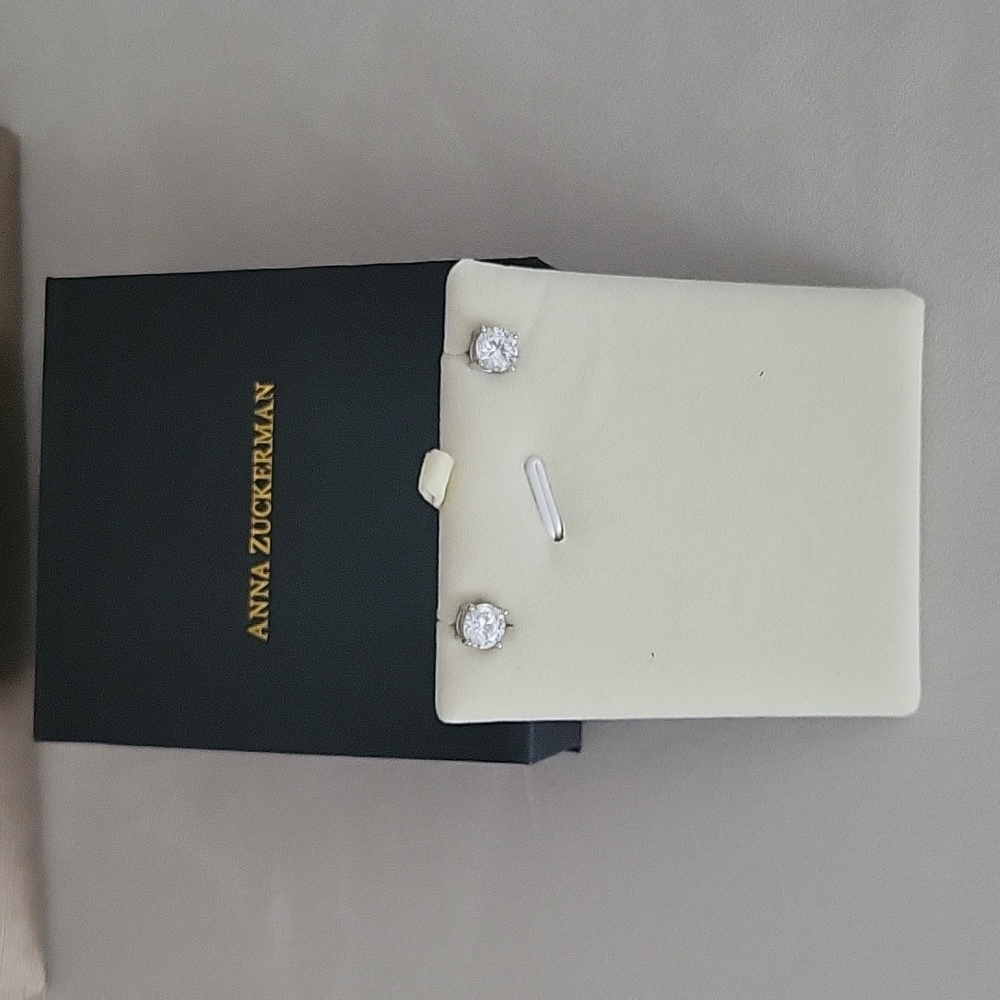 Anna Zuckerman white gold 2 carat studs